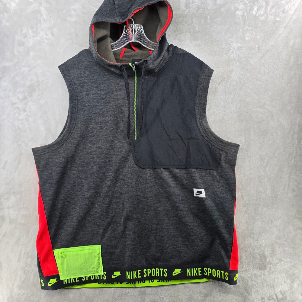 Nike Sport Clash Block Logo‎ Men's Dri-Fit 1/2 Zip Hoodie Hooded Vest Size XXL